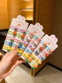 30入組甜美卡通花朵髮夾套裝,適合女孩 - 彩色 - 查看 3