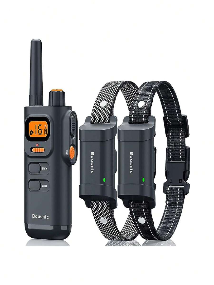 Dog Training Collar with Remote - 4000ft Waterproof Dog Shock Collars 2 Dogs for Large Medium Small Dogs Rechargeable E Collars for Dogs Training with Beep Vibration Humane Shock(1-16) Mode - Xám - Xem 1
