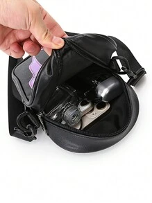 Yogodlns Laser Ghost Patch Shoulder Bag Punk Zipper Crossbody Bag Niche Girls Purse For Gift Ghost Pattern Shoulder Bag, Zipper Crossbody Bag, Casual Purse For Shopping - Mauve Purple - View 9