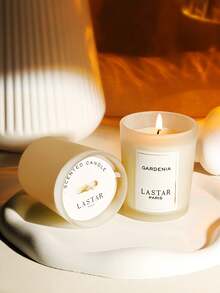 玻璃杯裝香薰蠟燭,大豆蠟,個別包裝禮盒,空氣清新劑,安眠蠟燭,女性放鬆禮物,適合生日和節日禮物,便於攜帶 - 白色 - 查看 1