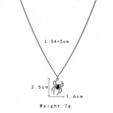 1 件簡約風格男士不銹鋼蜘蛛項鍊,萬聖節趣味禮物 - 銀色 - 查看 4