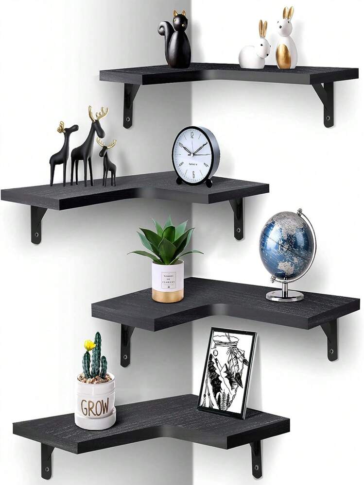 Artilady Estante De Cristal De Flor De Loto, Paquete De 3 Estantes Flotantes Para Decoración De Pared Y Dormitorio Negro, Bonito Estante De Exhibición, Decoración De Yoga Para Cristales Y Piedras