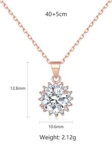 1件新款簡約甜美向日葵項鍊女款全鑲鉆石銀色雪花領鏈s925純銀花形吊墜,最佳女友生日、情人節、婚禮季節等禮品