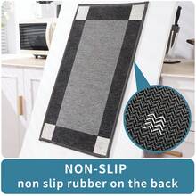 Washable Kitchen Rugs Non Slip Kitchen Runner Rugs Set of 2,Absorbent Kitchen Mats for Floor 2 Piece,Woven Absorbent Kitchen Floor Mats for in Front of Sink - Black - View 4