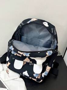 1 件 Preppy 可爱休闲小熊图案背包学校背包运动背包周末包幼儿园书包休闲包玩具包大容量便携轻便可调节肩带户外运动徒步旅行旅行时尚尼龙学生男孩女孩返校用品旅行配件