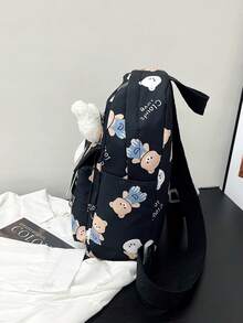 1 件 Preppy 可爱休闲小熊图案背包学校背包运动背包周末包幼儿园书包休闲包玩具包大容量便携轻便可调节肩带户外运动徒步旅行旅行时尚尼龙学生男孩女孩返校用品旅行配件