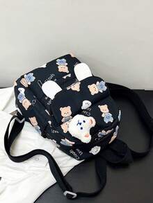 1 件 Preppy 可爱休闲小熊图案背包学校背包运动背包周末包幼儿园书包休闲包玩具包大容量便携轻便可调节肩带户外运动徒步旅行旅行时尚尼龙学生男孩女孩返校用品旅行配件