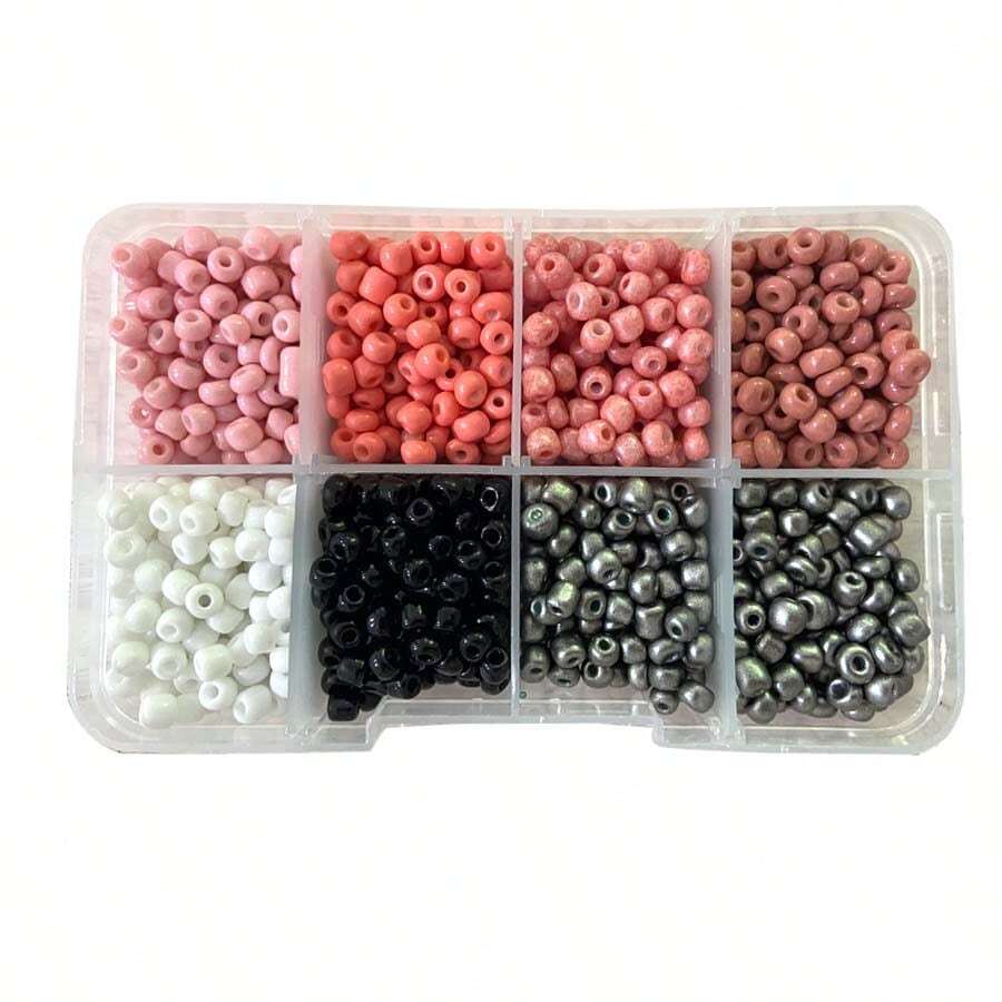 1280 Cái/bộ Màu Gradient Dễ Thương 4Mm Tự Làm Vòng Tay, Vòng Cổ, Bông Tai, Vòng Chân, Dây Đeo Điện Thoại Di Động & Bộ Phụ Kiện Làm Trang Sức Hạt Gạo, Quà Tặng Tiệc - Đen và trắng - Xem 1