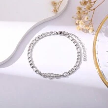 1pc European And American Style Fashionable Titanium Steel Bracelet, Daily Unisex Accessory - Silver - View 18