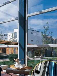 1 Roll One Way Mirror Window Film, Sun Block Heat Control, Daytime Privacy Reflection Window Sticker, Suitable For Living Room, Bedroom, Kitchen, Office - Blue - View 2