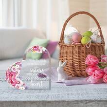 1片姊妹們心形亞克力紀念牌,鼓舞人心的姐妹禮物,聖誕禮物,感恩節禮物,新年禮物,紙重保留禮物,感謝禮物,房間裝飾心形亞克力禮物