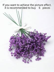 1束人造满天星花束，适用于婚礼派对DIY花环、家居装饰、仿真丝花、婚礼装饰、庆典用品 - 紫色 - 查看 1