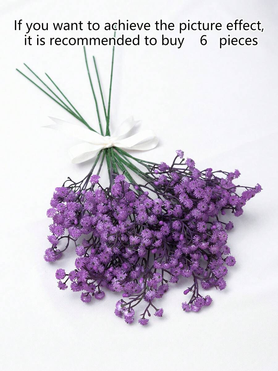 1束人造满天星花束，适用于婚礼派对DIY花环、家居装饰、仿真丝花、婚礼装饰、庆典用品 - 紫色 - 查看 1