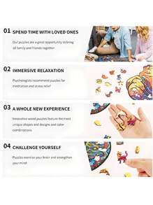 Cute Dinosaur Pattern Puzzle, Adult Stress Relief Toy, Unique Wooden Jigsaw Puzzle, Suitable For Christmas, Puzzle, Jigsaw Puzzle, Puzzles For Adults, Puzzle 1000 Pieces, Puzzle, Puzzles For Adults,Puzzle Christmas,Puzzle Table,1000 Pieces Puzzles