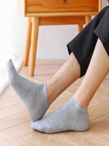5 Pares De Calcetines Sólidos Elegantes Para Hombre Adecuados Para Uso Diario - Gris - Ver 3