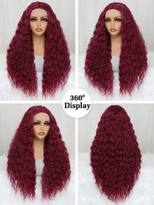 13*2.5*1 99j鋪面合成鬆蓬頭髮,不需膠合的鬆蓬髮型鬆蓬頭髮酒紅色波浪長鬆蓬頭髮合成熱阻纖維萬聖節聖誕節的丹麥酒紅色頭髮的天然髮際線女性用的28英寸鬆蓬頭髮 - 酒紅色 - 查看 8