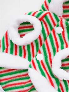 Christmas Reindeer Antler Decor Warm Pet Clothes With Plush & Striped Pattern For Dogs And Cats - Red - View 6