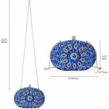 Cadeia Strass Bloco de cores Glamour Clutch Bolsa Feminina da Moda