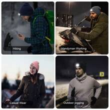 1 Piece Set Of Neutral Multi-color Usb Rechargeable Led Light-up Knitted Hat With Three-level Lighting, Adjustable Winter Warm Hat, Outdoor Sports Essentials, Men's Gift Selection, Suitable For Daily Commuting, Night Morning, Dog Walking, Running, Fishing, Snow Shoveling, Hiking And Cycling - Dark Grey - View 4