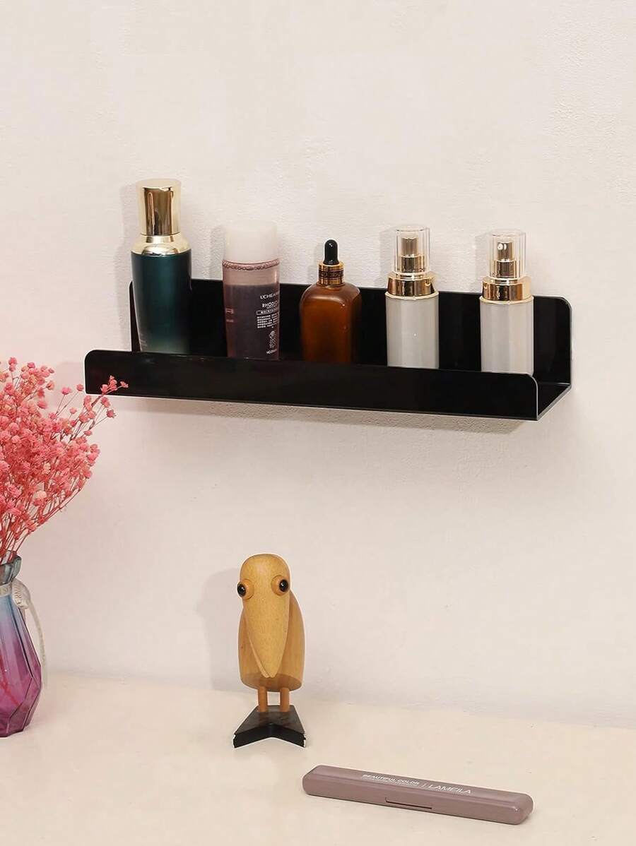 1套黑色壁掛式壁櫃,隱形浮動式書櫃,現代式架子,浮動式u字型層架儲物架,適用於房間、廚房和辦公室 - 黑色 - 查看 1