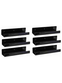 1套黑色壁掛式壁櫃,隱形浮動式書櫃,現代式架子,浮動式u字型層架儲物架,適用於房間、廚房和辦公室 - 黑色 - 查看 5