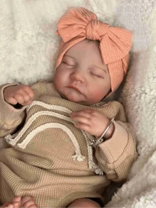 45厘米布身重生娃娃手工制作逼真婴儿娃娃3D彩绘皮肤娃娃玩具 - 杏色 - 查看 1