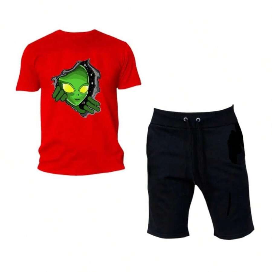 Men Two-piece Outfits - 紅色 - 查看 1