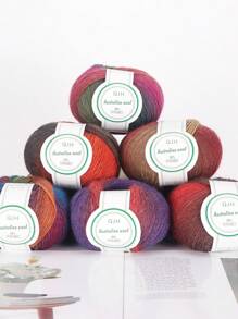 QJH 1入組彩虹漸變染色羊毛線，適用於家居裁縫DIY編織披肩、圍巾、柔軟保暖的冬季毛線，顏色豐富，很適合用於創意DIY禮物，3.6mm，50g/球，約180米/196碼 - 綠藍漸變 - 查看 3