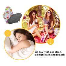 10 piezas de toallas sanitarias reutilizables y lavables, forros sanitarios de tela reutilizables, almohadillas menstruales de carbón de bambú para incontinencia menstrual pesada, toallas sanitarias de color aleatorio
