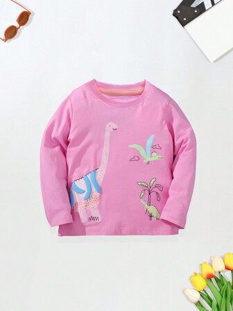 小女童卡通恐龍圖案T恤