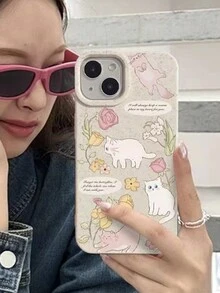 1個小麥白iphone手機殼-四隻貓紋路樣式 - 彩色 - 查看 3