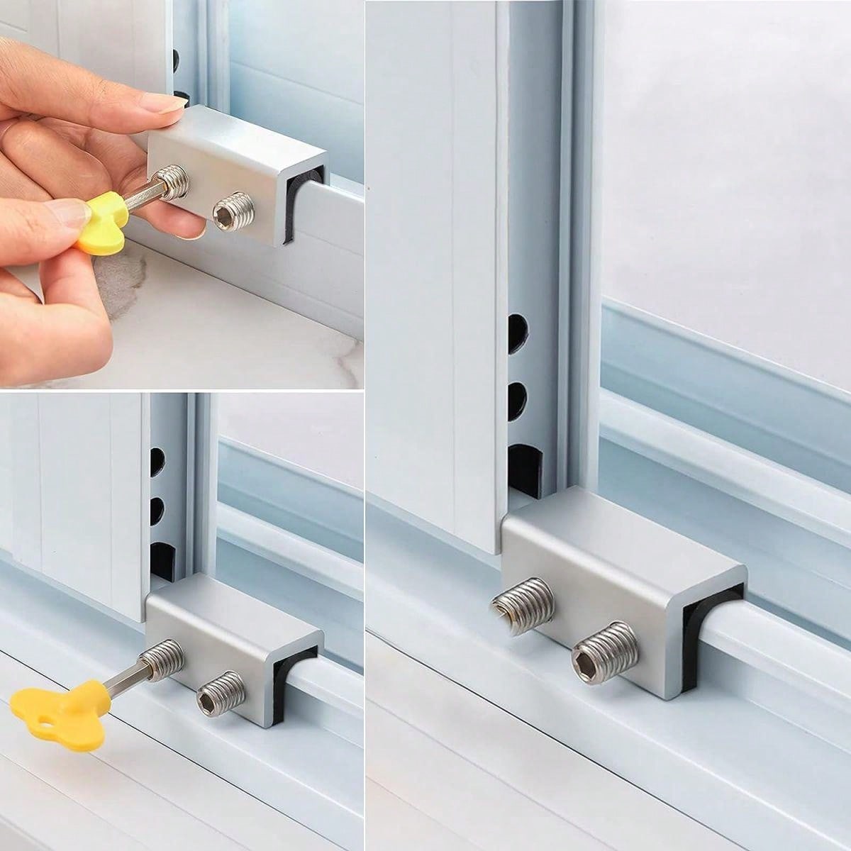 4 Sets Sliding Security Window Lock with Key for Vertical&Horizontal ...