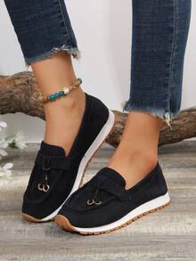 Ladies' Casual Sports Loafers In Navy Blue - Navy Blue - View 3