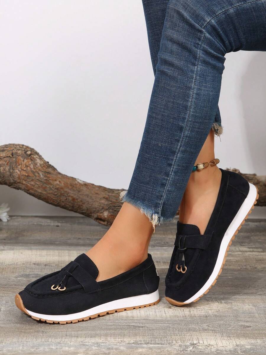 Ladies' Casual Sports Loafers In Navy Blue - Navy Blue - View 1
