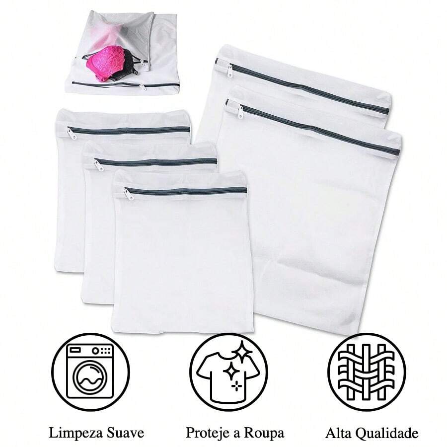 Saco Lava Fácil para Máquina de Lavar Roupas Tamanho Gigante 60x50cm - Branco - Visão 1