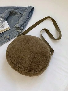 1個固體餅乾造型錢包,斜跨手機袋,韓國卡通有趣創意卡片收納袋,耳機袋,可愛鑰匙袋,適合女士購物 - 棕色 - 查看 4