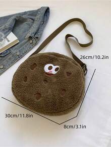 1個固體餅乾造型錢包,斜跨手機袋,韓國卡通有趣創意卡片收納袋,耳機袋,可愛鑰匙袋,適合女士購物 - 棕色 - 查看 2
