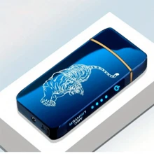 1pc Intelligent Induction Windproof Double Arc Lighter Portable Usb Charging Lighter - Blue - View 5