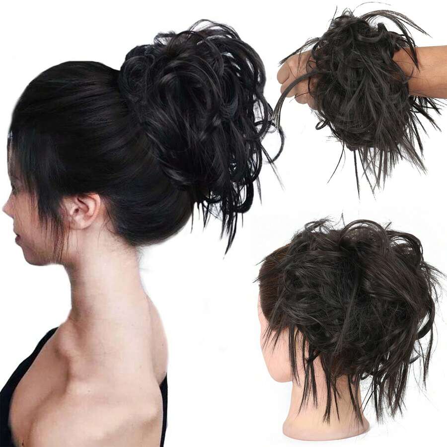 髮片,橡膠捆紮馬尾辮,7英寸捲髮髮片,合成髮髮片,女性馬尾辮髮片,適合日常穿著