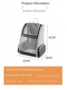 1pc New Cat & Dog Backpack, Portable Breathable Mesh Double Shoulder Pet Carrier Bag, Foldable Storage, Large Capacity