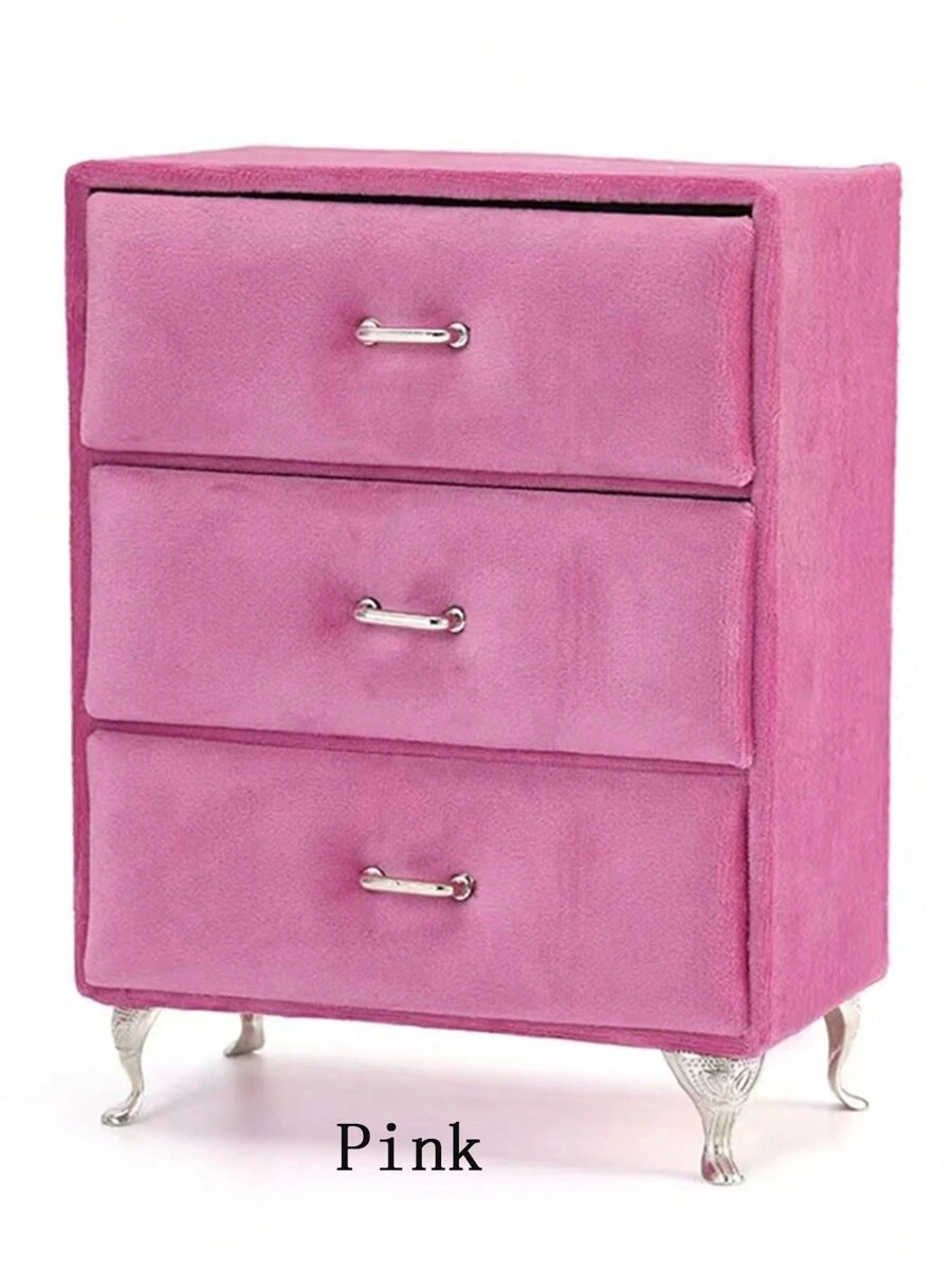 1只大容量簡約時尚仿傢俱絨面珠寶盒,適合收納耳環、項鍊、手鐲和其他飾品。適作為女孩生日/聖誕禮物。 - 彩色 - 查看 1