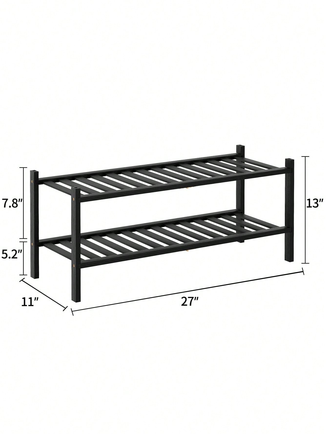Natural Bamboo Shoe Rack Stackable Storage Shelf with MultiFunction