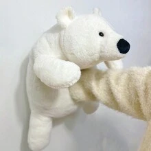 1 Pieza Juguete De Peluche De Oso Polar Con Diseño De Caricatura En Posición Acostada - Blanco - Ver 2