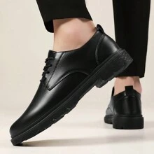 男士低筒綁帶pu皮鞋,黑色正式pu皮鞋,時尚辦公室及休閒鞋
