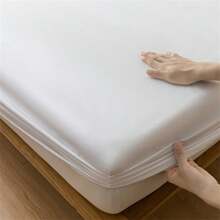 1pc Thick Soft Breathable Solid Color Waterproof Mattress Cover For Single Bed, Easy To Remove Wrinkle Protection, Suitable For All Seasons
