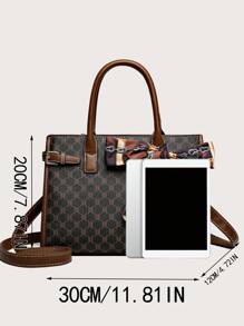 Bolso De Moda Estilo Viajero De 3 Piezas Con Bufanda De Seda - Café integral - Ver 9