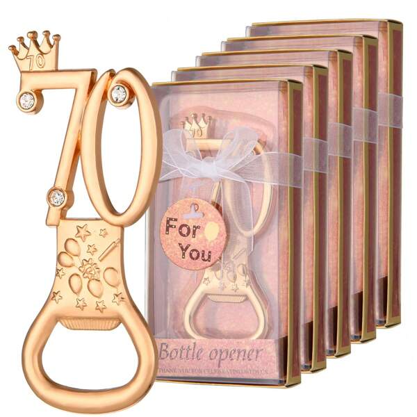 Rose Gold 70 Bottle Opener Perfect For 70th Birthday Party Gift Or Favor, Best Rose Gold Theme Party Decoration, 70th Anniversary Wedding Party, Family Party Gift, Father's Day Gift, Mother's Day Gift, Teacher Gift, Sister Gift, Funny Gift To Give To Friends