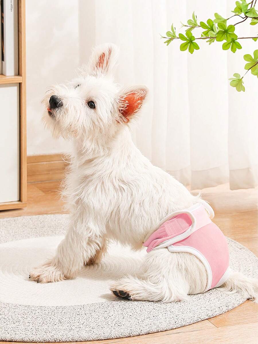 1只淺粉色狗狗尿布,寵物尿墊,泰迪尿墊,小狗生理褲,生理短褲寵物用品 - 淺粉色 - 查看 1