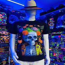 playera manga corta dia de muertos - Rosa - Ver 3