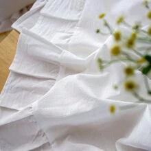 Mantel Blanco Cuadrado Con Diseño De Borde Plisado Y Ondulado - Blanco - Ver 8